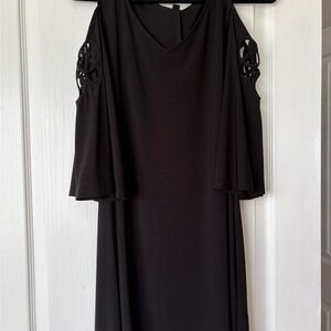 MSK Black Cocktail Dress with Cold Shoulder and Bell Sleeves